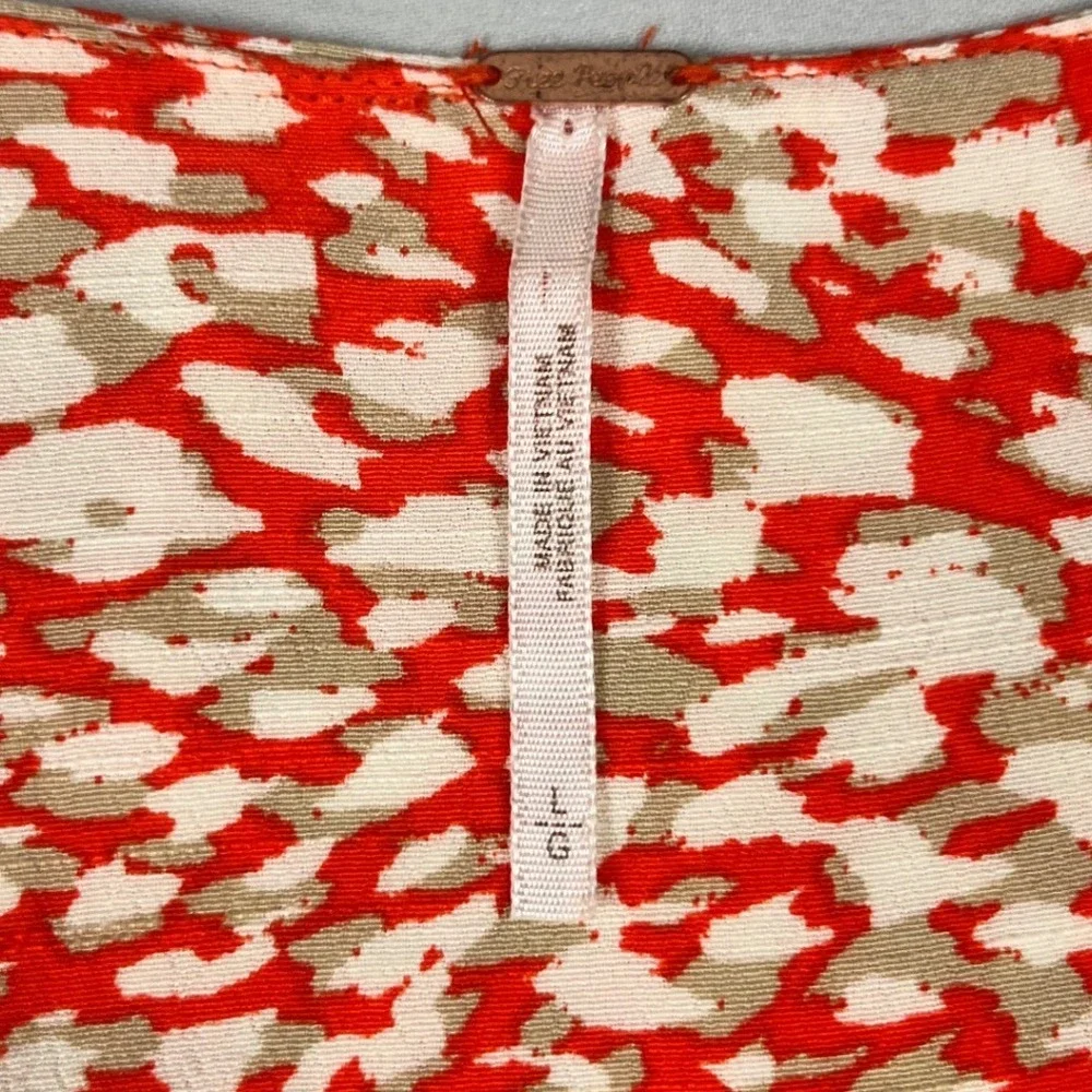 Free People Pop Combo Red Ruffle Wrap Mini Dress Womens Large Boho Cottage‎ New